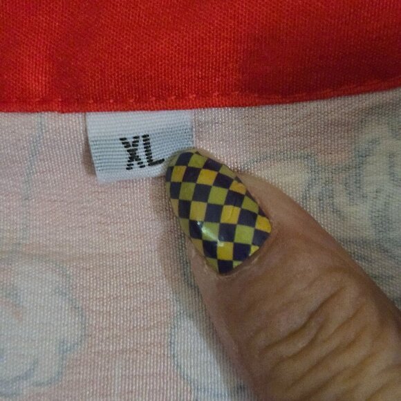 Unique Christmas Santa Balloon Sleeve V Neck Collarless Blouse Size XL - Picture 5 of 6